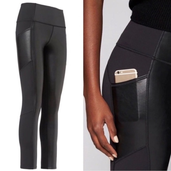 Athleta 870859 Gleam Chaturanga To Town Tight Faux Leather Pant - Picture 2 of 10